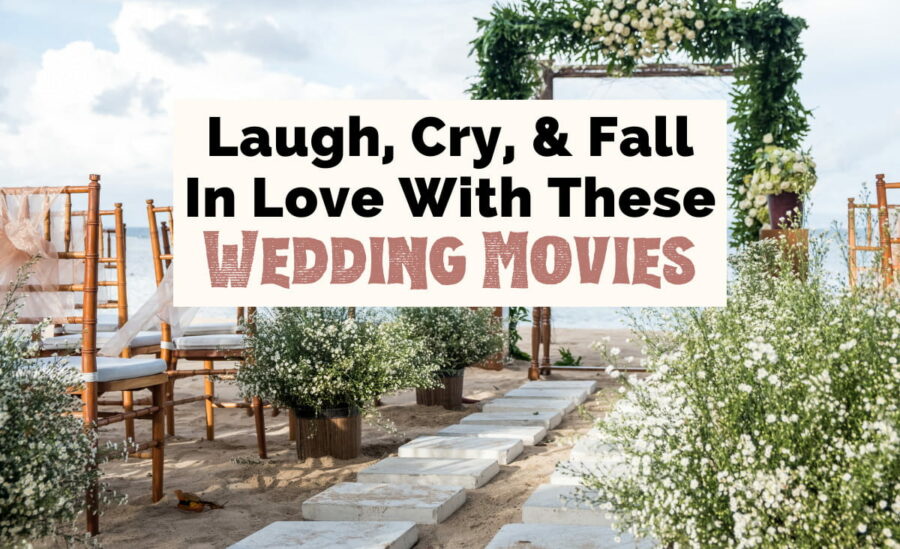 Laugh, cry, and fall in love with these Wedding Movies featured photo with chairs along side aisle with arch decorated with greenery for a wedding