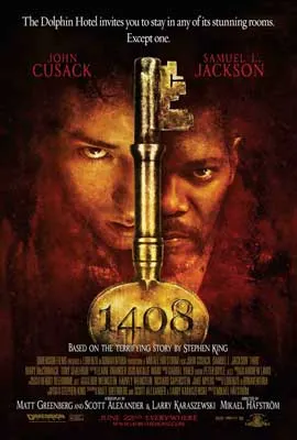 1408 Movie Poster with golden key dividing two different faces