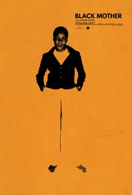 Black Mother Movie Poster with person shown in black mixed with prominent orange background