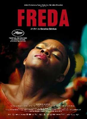 Freda Movie Poster with image of Black woman with eyes closed and head tilted up