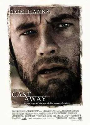 Castaway Movie Poster with image of person's face with beard and mustache
