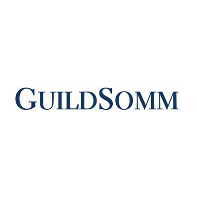 GuildSomm Podcast cover with white background and title in blue