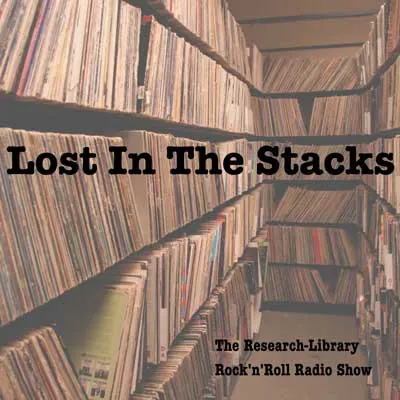 Lost in the Stacks Podcast cover with sepia image of books on shelves