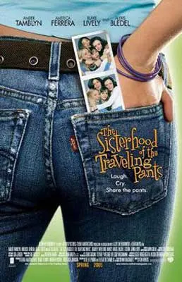 Sisterhood Of The Traveling Pants Movie Poster with back of person's butt with jeans and photo strip of friends in pocket
