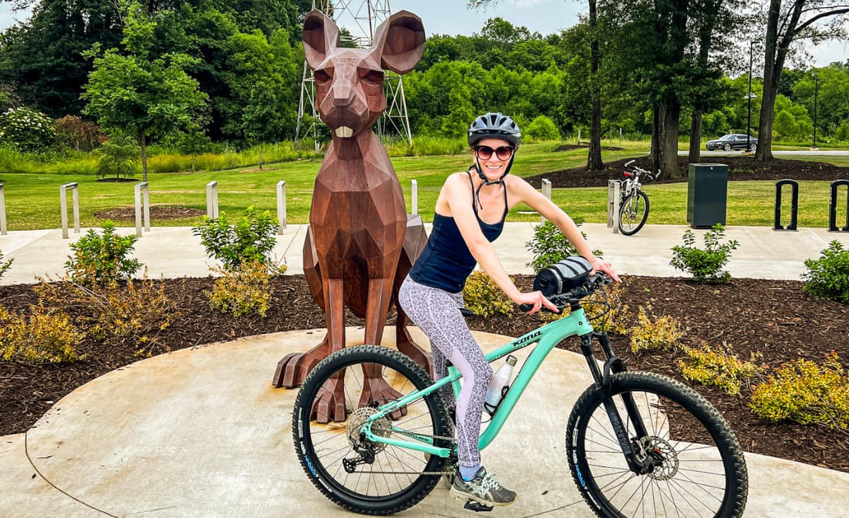Christine biking Swamp Rabbit Trail