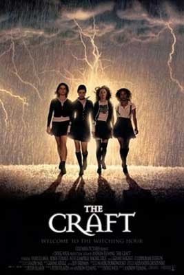 The Craft movie poster with four people walking in storm with storm cloud shooting down lightning above them