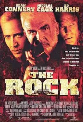 The Rock Movie Poster with image of three people and one pointing a gun at the viewer