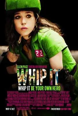Whip It Movie Poster with young woman in green baseball gear in action shot