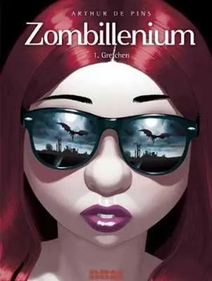 Zombillénium by Arthur de Pins book cover with illustrated white face with sunglasses and red hair