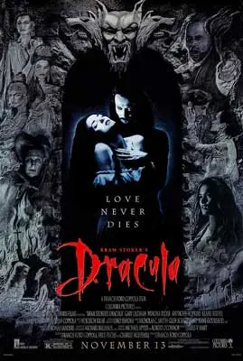 Dracula Movie Poster with image of monster and one person holding another with their neck exposed