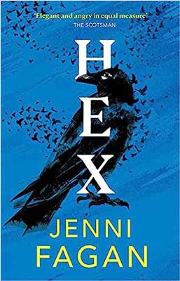 Hex by Jenni Fagan book cover with black crow on blue background