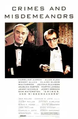 Crimes and Misdemeanors Movie Poster with two people in black tuxes and ties
