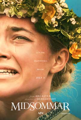 Midsommar Movie Poster with image of half of person's face with hair up in flower crown
