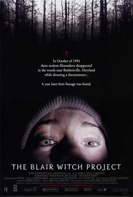 The Blair Witch Project Movie Poster with image of person's face in dark lit up