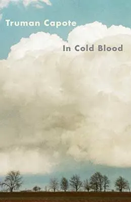 In Cold Blood By Truman Capote book cover with mostly clouds over a smaller tree landscape