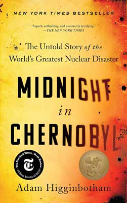 Midnight in Chernobyl by Adam Higginbotham book cover with yellow and orange background