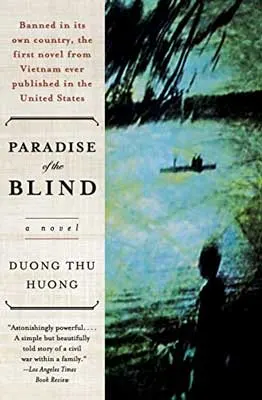 Paradise of the Blind by Duong Thu Huong book cover with blue and green landscape and black silhouette of person