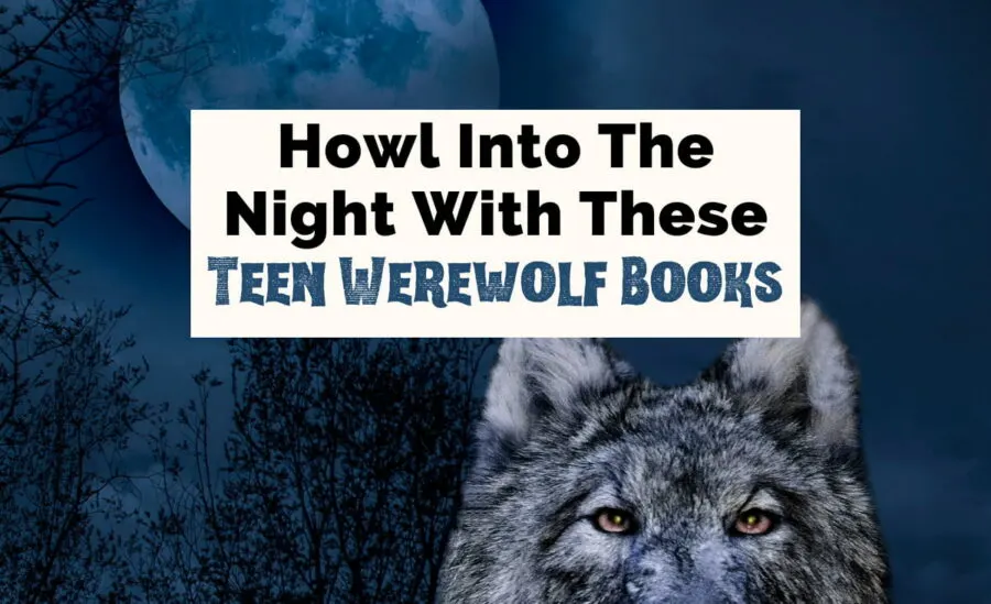 How into the night with these Teenage Werewolf Books featured image with gray wolf at night with moon in dark blue sky