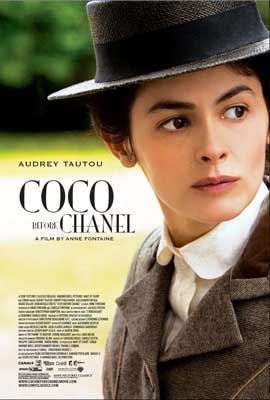 Coco Before Chanel Movie Poster with image of person wearing a hat, collared shirt, and jacket