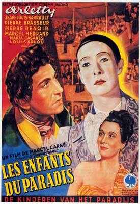 Les Enfants du Paradis Movie Poster with image of three different people's faces looking around