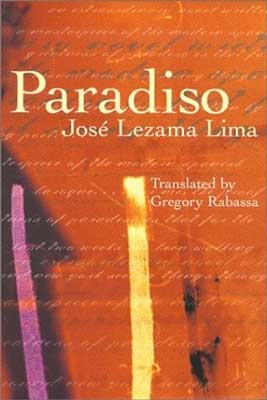 Paradiso by José Lezama Lima book cover with black shadow and pink and yellow thicker lines