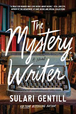 The Mystery Writer by Sulari Gentill book cover with typewriter in front of bookshelves