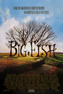 Big Fish Movie Poster with trees branches coming out of title