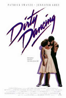 Dirty Dancing Movie Poster with person in dress backed against man holding her lustfully