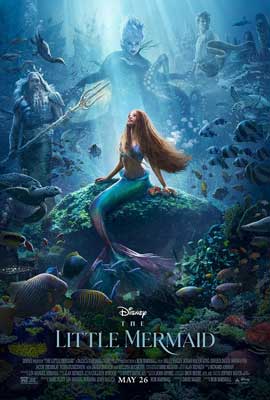 The Little Mermaid Movie Poster with image of mermaid under water sitting on a rock