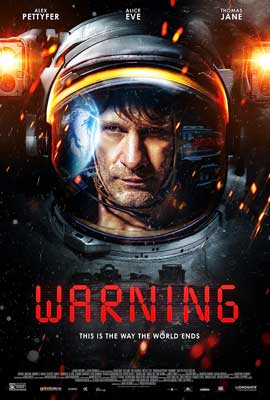 Warning Movie Poster with person in space like suit
