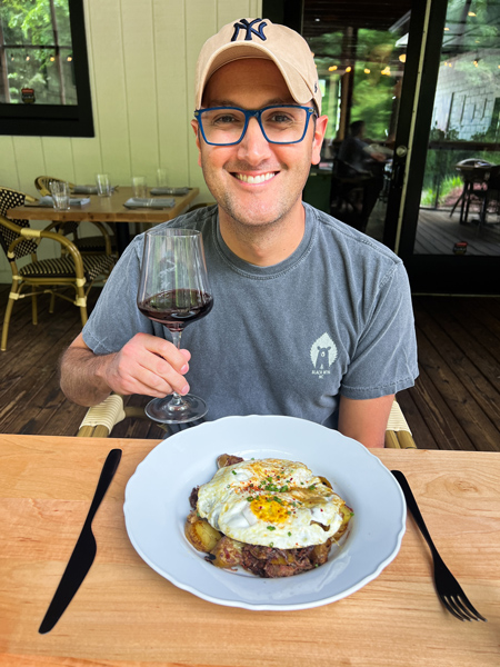 Tom with brunch at Topsoil Restaurant
