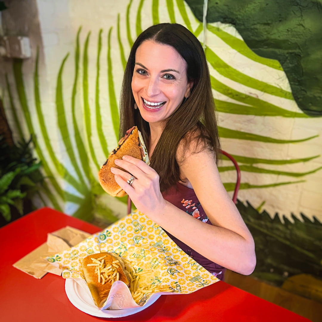 Christine with a Cuban sandwich