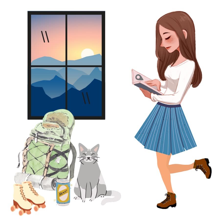 Hiking and woman graphic