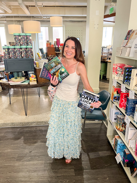 Me with books at M Judson Booksellers