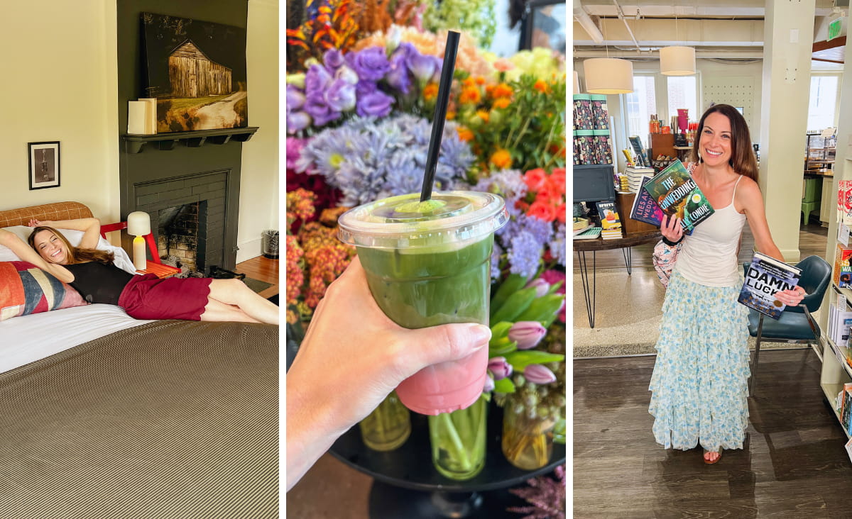 Cozy Inn, Coffee, and bookstore photo collage