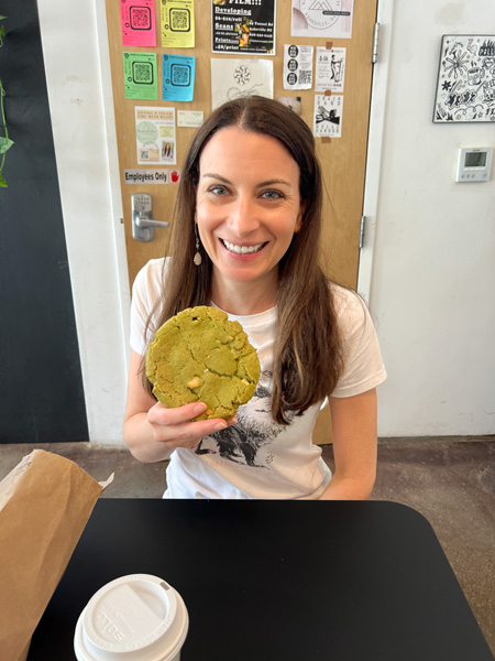 Christine with cookie at Pollen