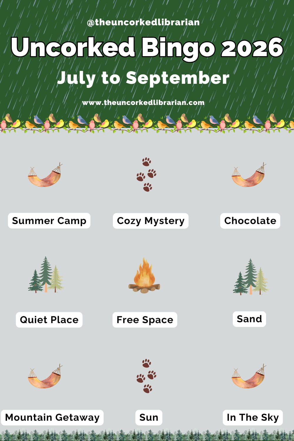 July to September 2026 Bingo Card