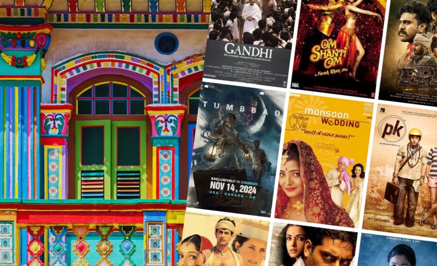 collage of movies about and set in India