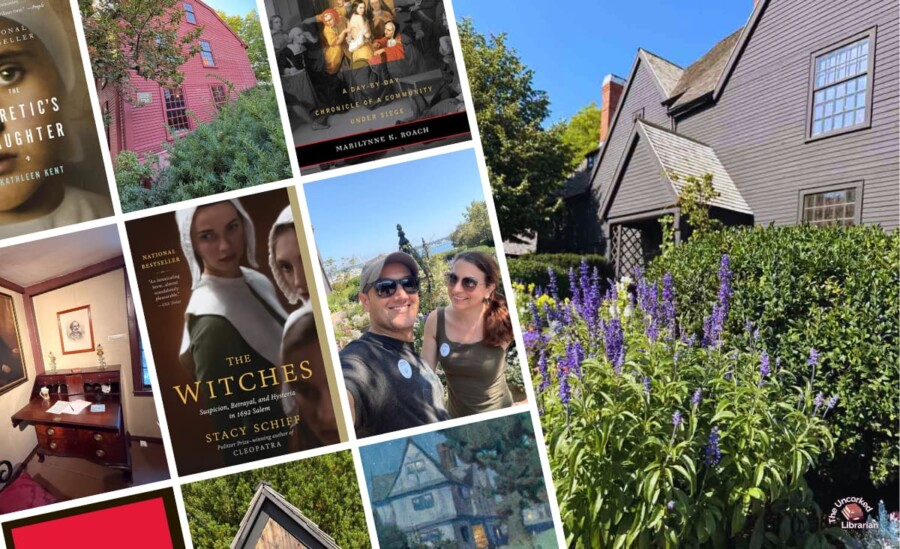 Salem Witch Trials books collage and House of the Seven Gables photos